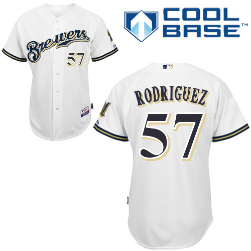 Francisco Rodriguez #57 MLB Jersey-Milwaukee Brewers Men's Authentic Home White Cool Base Baseball Jersey